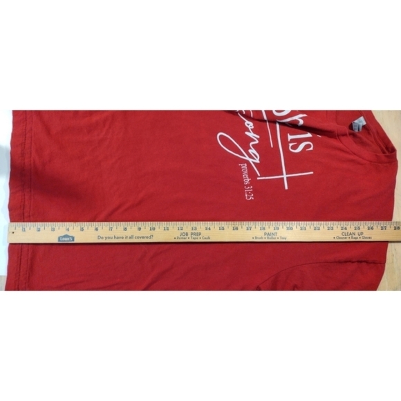 She is Strong Proverbs 31:25 red short sleeve t-shirt - Picture 5 of 10